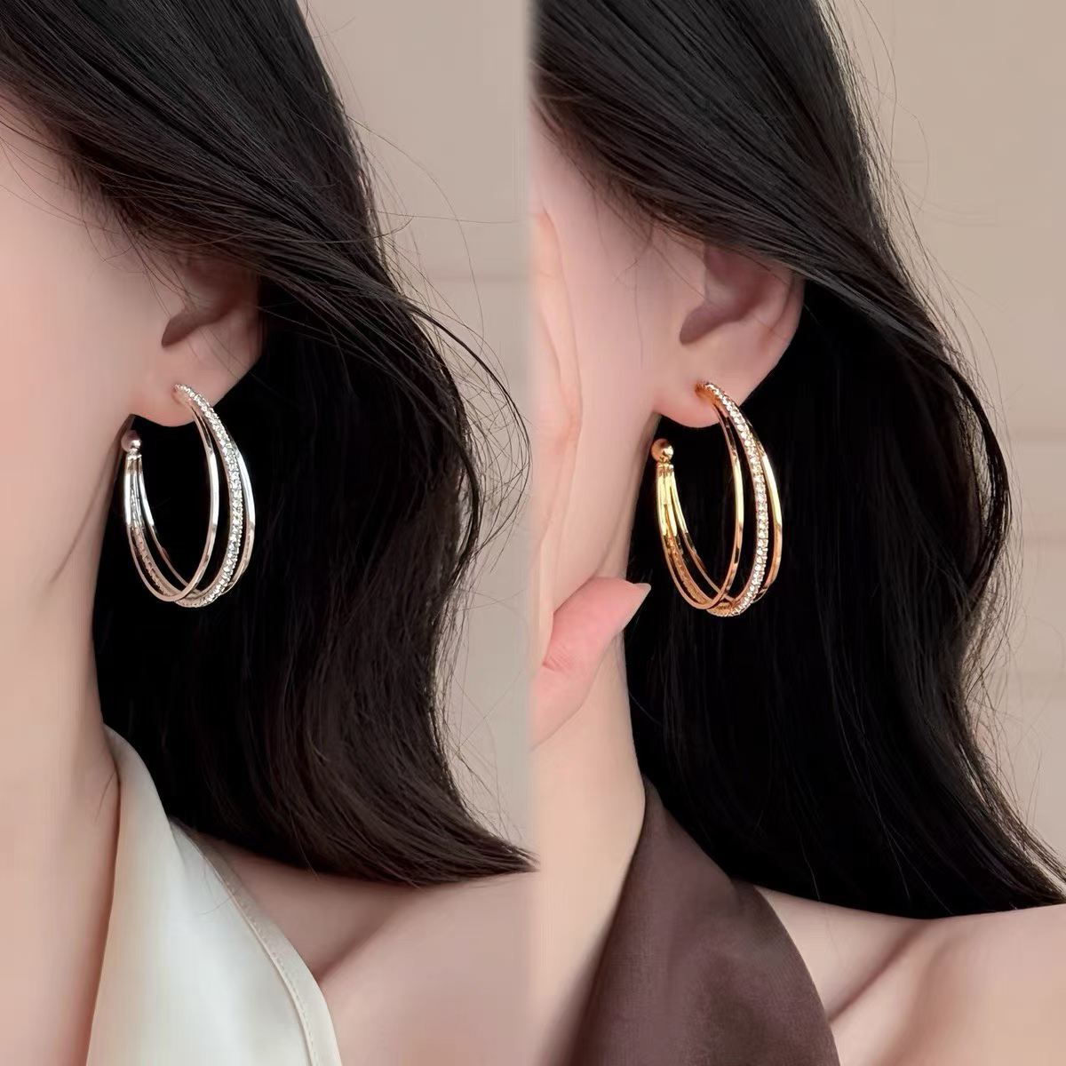 Gold and silver Korean hoop earrings Chennai