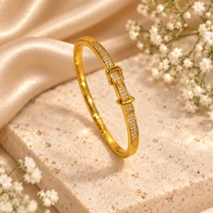 Korean gold buckle kada bracelet, stainless steel, anti-tarnish