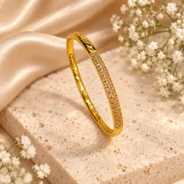 Korean Gold Triple Row Stone Kada