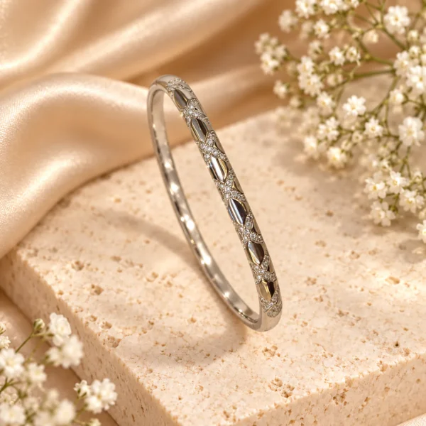 Korean Silver Diamond Pattern Kada