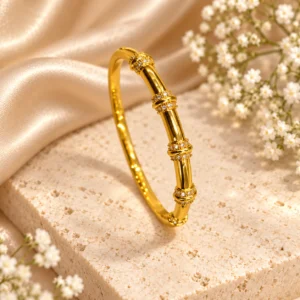 Korean gold bamboo band kada bracelet, stainless steel, anti-tarnish
