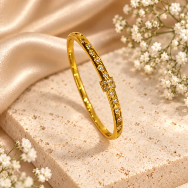 Korean Gold Stone Band Kada