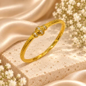 Korean gold textured stone knot kada bracelet, stainless steel, anti-tarnish