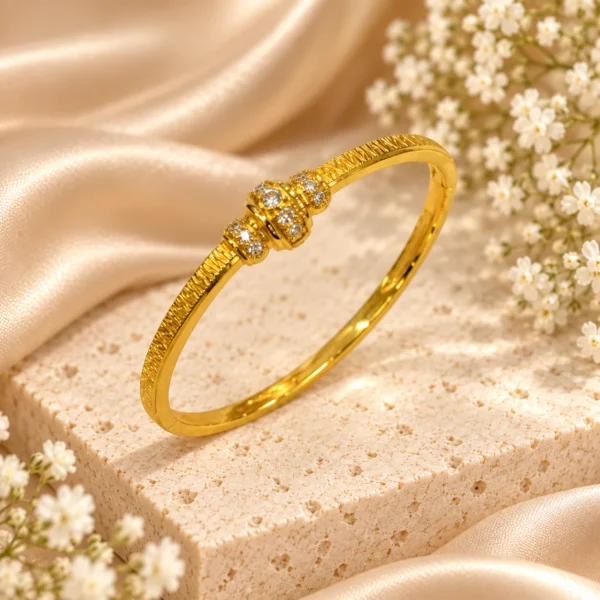 Korean Gold Textured Stone Knot Kada