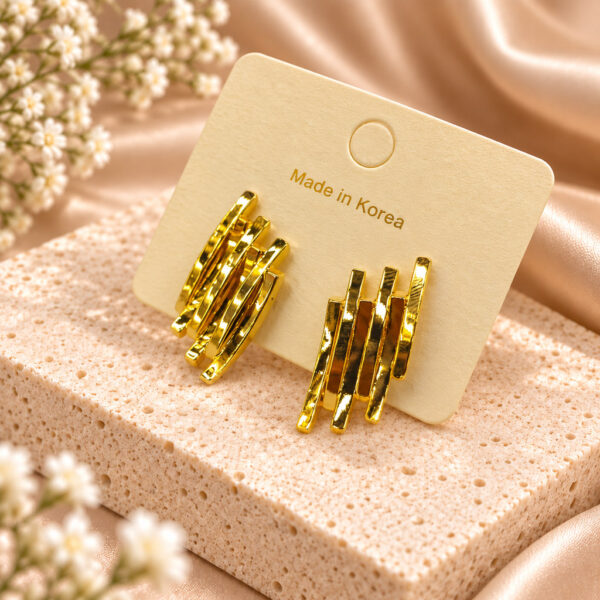 Korean Gold Stacked Bar Statement Earrings