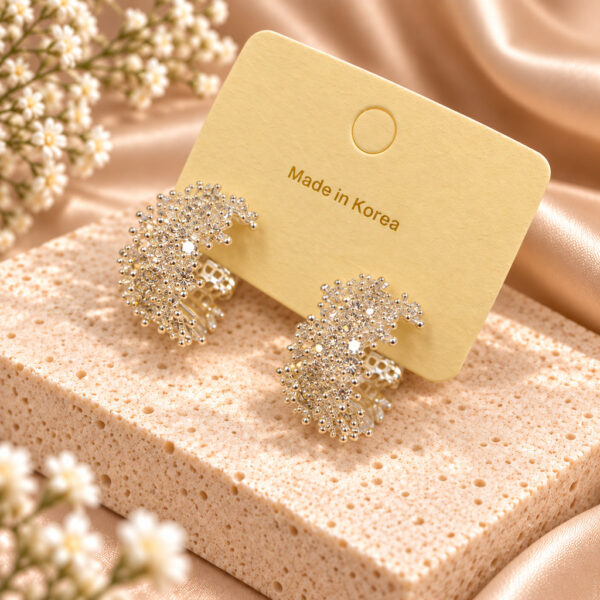 Korean Silver Bead Cluster Sparkle Earrings