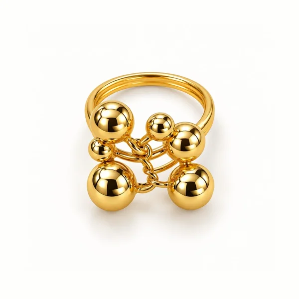 Korean Gold Ball Bead Cluster Adjustable Ring